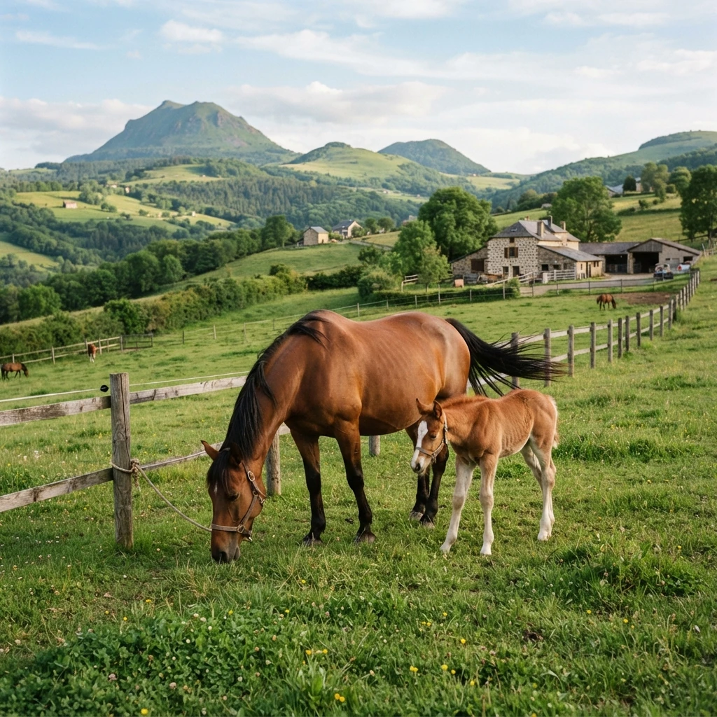 Élevage de chevaux au Centre équestre du Vignal, Sugères